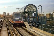 Docklands Light Railway. Mudchute station. 16 February 1989