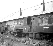 Penrhyn Quarry 0-4-0ST loco "Jubilee" on the scrap loco line. Early 1960's
