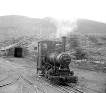 Penrhyn Quarry 0-4-0--WT loco "Cegin" in steam, working in the quarry, early 1960s