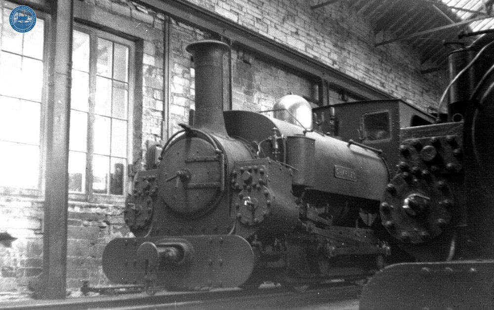 Penrhyn Quarry Railway. 0-4-0ST loco “Charles” at Bethesda Sidings. 03 August 1954