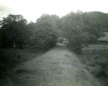 Moel-y-Faen Tramway. Hendy, looking towards the incline, on the embankment across the meadows (9)