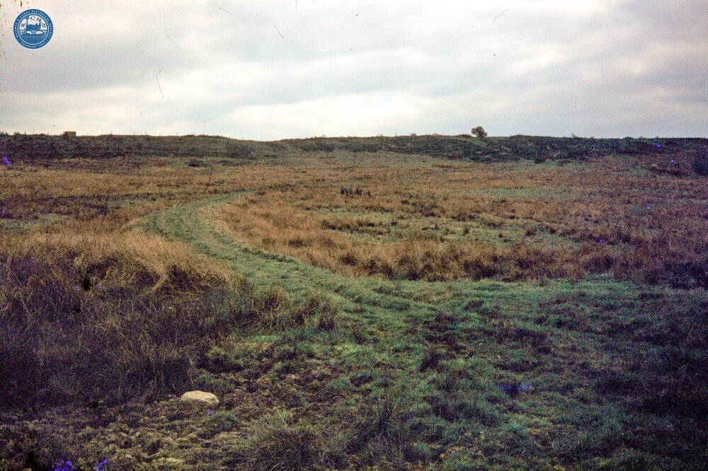 Congleton Railway. Old formation, looking Southeast towards Mow Cop ridge. 07 May 1984