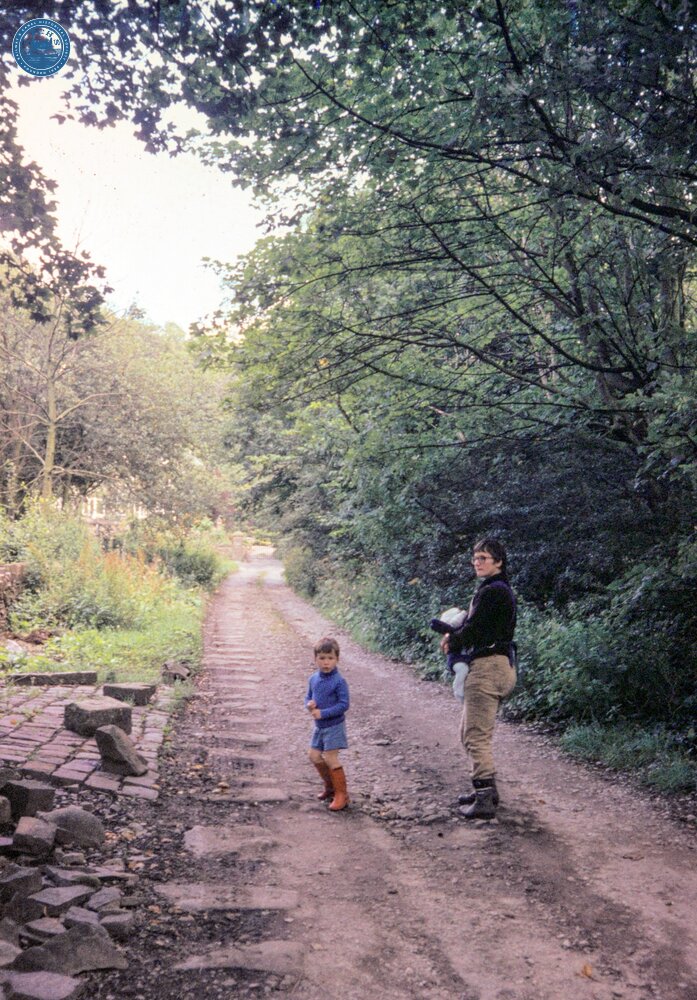 Endon Quarry Tramway. Stone sleeper blocks in situ. 13 September 1985