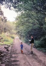 Endon Quarry Tramway. Stone sleeper blocks in situ. 13 September 1985