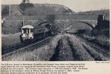 Peak Forest Tramway. Barmoor Clough. Platting Lane Overbridge (BEJ @ 15m 35ch), with the south portal of Barmoor Clough Tunnel in the distance, and the Tramway route on the right