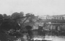Peak Forest Tramway. Bugsworth. Upper Basin and bridge carrying Brookside over the canal. 1928 (53)