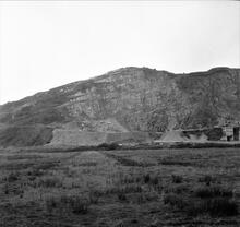 Coygan Quarry Tramway. From Causeway Farm crossing a view west towards the quarry. Location SN 28767 09152. October 1963 (1)