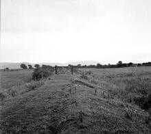 Coygan Quarry Tramway. View to the east, of the embankment, taken from location SN 295 092. October 1963 (5)