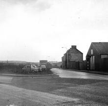 Wern Tramroad Wern, Llanelli. Site of the canal and tramroad over Station Road, and along Ann Street. April 1963  (1)