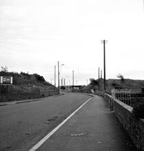 Pembrey Harbour Tramroad.  Pembrey. Site of bridge crossing Ashburnham Road. SN 434008 facing east.  October 1963.    (4)