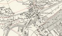 Furnace, Llanelli showing route of the Llanelly & Mynydd Mawr Railway (1913 OS Map)