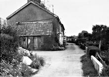 Llanfihangel Railway. Abergavenny, Springwells. Line of railway at Junction Cottages (built by LNWR). June 1973