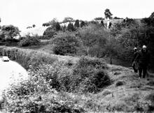  Grosmont Railway. Maerdy Farm. Embankment with the farm in the background. September 1970 