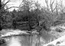 Hereford Railway. Pontrilas. Site of bridge over river Dore. March 1974