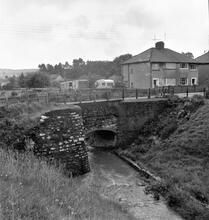 Monmouthshire Canal Company – Trevil Tramroad. Shop Row, Beaufort. Bridge over the Afon Ebwy ( River Ebbw). May 1964  (1)