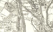 Nine Mile Point. Map showing the Long Bridge over the Sirhowy Valley (Risca is to the right) (6b)