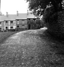 Penydarren Tramroad (Castle Morlais Line).  Pen-y-Darren. View looking north at Gwaun-Farren Lodge. Many stone sleeper blocks and traces of mixed gauge track can be seen.  24th  October 1949  (4)