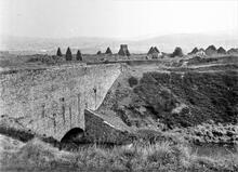 Mines Royal Copper Works. Bridge over Tennant Canal adjacent to the Mines Royal Copper Works, south-west face.  April 1963.  NGR SS 7325 9719.