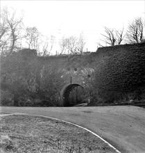 Mines Royal Copper Works. Skewen Dram Road.  Bridge at the junction of Tyllwyd and Farmers Road, Bryncoch (now demolished).  April 1963.  NGR SN 7382 0005.