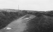 Portreath Tramroad. Wheal Rose passing loop, looking west. May 1954 (23)