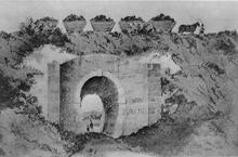 Chipstead Valley Road. (TQ 29546 59479). Underbridge with horse-drawn train of wagons