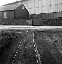 Horsehay Tramroad. Plateway track entering the Works. June 1956