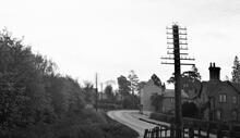 Stratford & Moreton Railway, Alderminster. View south from trackbed at minor road level crossing.  20 May 1932 (26)