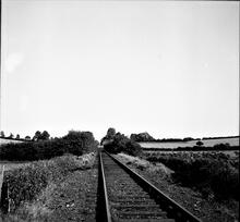 Stratford & Moreton Railway, Fosse Way. View east from Fosse Way level crossing with later GWR track on old alignment. 23 August 1953 (5)