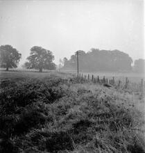 Preesgwyn Tramway. Trackbed on north side of Moreton Hall Park looking west towards Preesgwyn. 24 September 1949