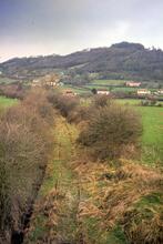 Blodwell (GNQ3 @ 2m 36ch), looking North from A495 bridge along the Nantmawr Branch. 24 April 1986