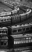 GWR Selection of Broad Gauge rolling stock in storage at Swindon. 1892