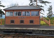 Broadway Signalbox on station platform (HCL @ 4m 73ch). 28 April 2024