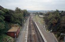 017352  Looking down (west) along platforms. Liskeard 25 October 1993 (MLN3 @ 264m 71ch)