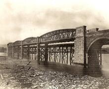 Weston Mill Viaducts (MLN2 @ 249m 45ch). New viaduct of 1903, replacing earlier timber structure - in background
