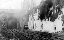 Box tunnel. East portal of tunnel with ice sheets on cutting 1894-5. (MLN1 @ 99m 12ch) (Ref:031243)