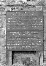 Maentwrog Road Station (LJT2 @ 19m 75ch).  English/Welsh bridge notice 