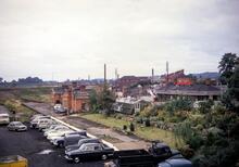 Evesham. Site of MR station (BEA @ 73m 64ch) in foreground. GWR station OWW @ 106m 55ch) behind. 15 September 1968