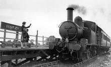 GWR Collett 14xx Class 0-4-2T No 1410 at Yeoveney Halt (STA @ 18m 36ch). July 1954