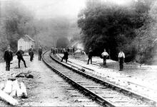 MSWJR. Chedworth Tunnel. North portal (AND @ approx 54m 53ch), taken during the doubling of the line in 1900