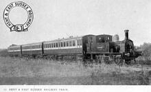 Kent & East Sussex 2-4-0T and three coach train (Ref: 010690)