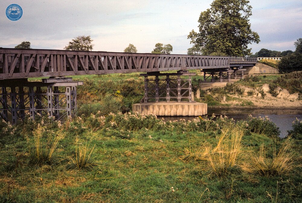 Shropshire & Montgomeryshire Railway. Bridge over the River Severn at approx 3mp, from the south. 23 September 1978