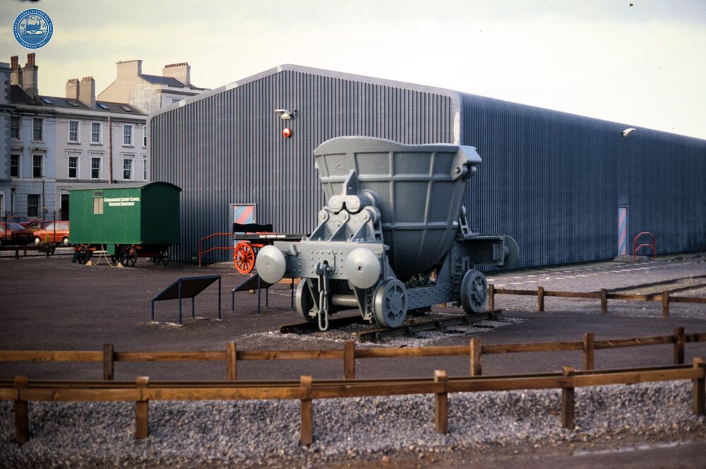 Molten metal wagon and Cardiganshire County Council Workmen's Caravan at the Welsh Industrial & Maritime Museum