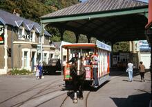 Douglas Horse Tramway. Tram No. 43 leaving Derby Castle. 17 July 1965