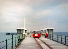 Ramsey Pier Railway. Tram in the loop at the mid-point of the tramway. 21 July 1965