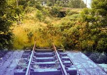 Foxdale Railway. The site of Waterfall station, Lower Foxdale. 19 July 1965
