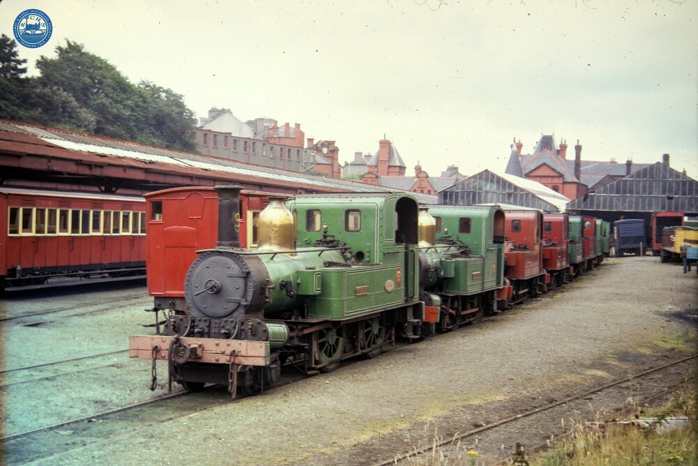 Isle of Man Railway. Douglas station. Line of Steam Engines. 06 August 1971