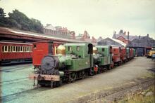 Isle of Man Railway. Douglas station. Line of Steam Engines. 06 August 1971