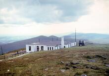 Snaefell Summit Restaurant & Café with the Mountain Railway behind. 22 July 1965