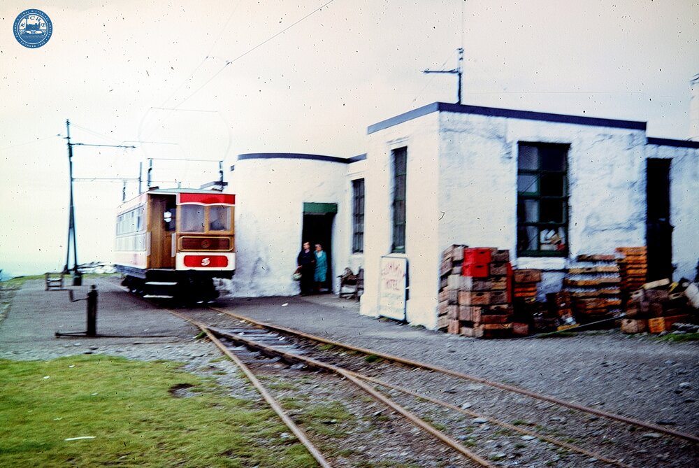 Snaefell Mountain Railway. Car No. 5 (rebuilt) at the summit. 07 August 1971