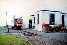 Snaefell Mountain Railway. Car No. 5 (rebuilt) at the summit. 07 August 1971
